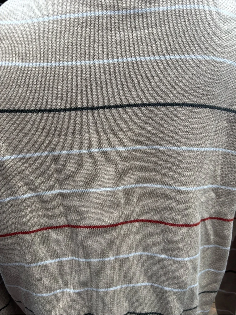 Haggar Men Striped Crewneck Sweater XL Tan Beige Multi Stripe Pullover Preppy